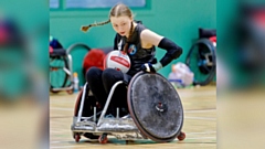 Oldham's wheelchair rugby star Hannah Bucys in action