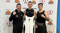 Pictured with Chadderton Boxing Club coach Gary Hibbert (left) are Lucas Okun (centre) and Scott Shriane