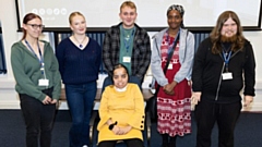 Pictured (l-r) are: Six of Oldham College’s WorldSkills finalists who are (back): Anna Platt, Lily Murphy, Jake Howes, Milena Icheke (Digital Media Production), Tyler Bentley and (front) Hajerah Begum (both Foundation Skills: IT Software for Business). NOTE: Other finalists (not pictured) are Marcus Nawrocki, (IT Support Technician) and Mika Borwick (Foundation Skills: IT Software for Business)