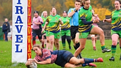 Megan Farnhill goes over for an Oldham try. Image courtesy of Tim Abram