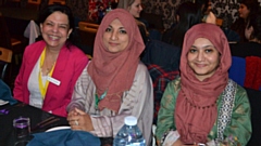 Pictured is Dr Anita Sharma (left) with guests at the breast cancer event