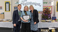 Jackie Hodgkiss is pictured (centre) flanked by Jonathan Bell and Jayne Clarke