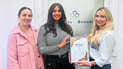 Brooks and Brooks: (left to right) Georgie Smith, Account Manager and Recruitment Lead, and Kaylee Monachino, Business Support Officer, receive their bronze patron’s certificate from Michelle Gibbons, Mahdlo’s Corporate Partnerships and Engagement Fundraiser