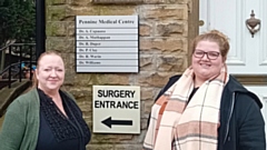 Local councillors Helen Bishop and Amy Wrigley at the Greenfield surgery