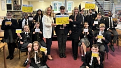 Pictured (centre, left) are Mrs Hegarty, Head of School, Kaya Read, Year 10 student and Mrs Cullen, Learning Zone Manager, alongside other CHS students