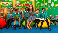 Principal Sarah Wimperis is pictured with some of the Westwood Academy children