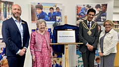 Pictured are Mr Oulton, Miss Winfield, The Mayor of Oldham, Cllr Zahid Chauhan and Mrs Stocker