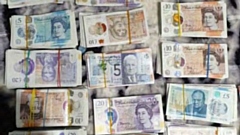 Some of the cash seized following the police stop incident in Oldham. Image courtesy of GMP