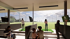 A CGI view from the golf bays at planned new golf facility at Bowlee Park Driving Range. Image courtesy of Improve My Golf Ltd/RALA