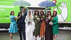 Newly-weds Nina and Stefan with their bridesmaids. Image courtesy of Zuza Grubecka