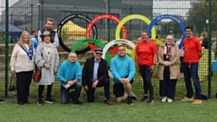 Village Olympics special guest Frank Rothwell is pictured with officials, councillors and helpers.