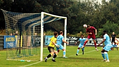 Liam Ellis heads home Avro's equaliser. Image courtesy of Rob Currell