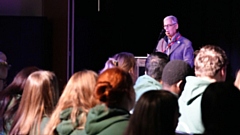 Stuart Ferster, from the Northern Holocaust Education Group, speaks to pupils