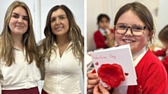 Bethany and Sophie are pictured, alongside one of the happy children at Little Saplings