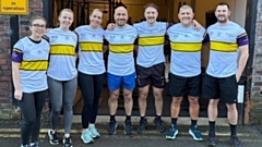 Barrie (second from right) and his team prepare to take on the Rob Burrow Leeds Marathon