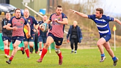 Oldham's Owen Hewson makes a surging run. Image courtesy of Tim Abram