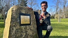 The Mayor of Oldham, Cllr Dr Zahid Chauhan, is pictured at the Covid Memorial Garden in Alexandra Park